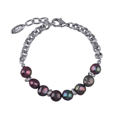 Браслет (жемчуг бензиновый 6мм; покрытие родий) 18-21см, Есть комплект