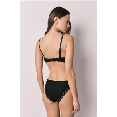 Braga clásica microfibra rayada y encaje negra