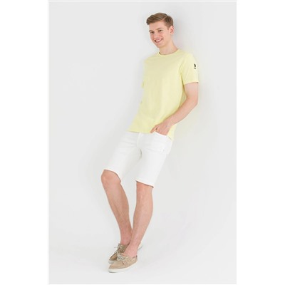 Erkek Açık Sarı Basic Bisiklet Yaka Tişört