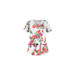 UA Island Bouquet White Scrub Top