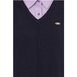 Kadın Lacivert V - Yaka Kazak