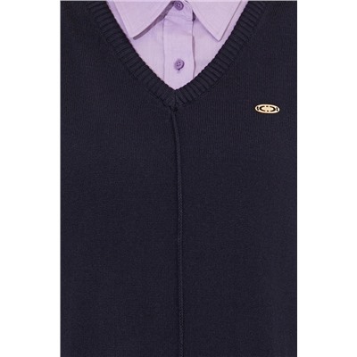 Kadın Lacivert V - Yaka Kazak