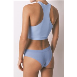 Braga brasileña ancha fruncida azul