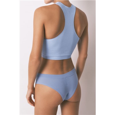 Braga brasileña ancha fruncida azul