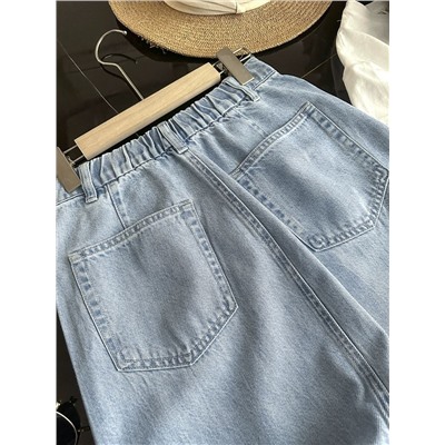 Женская джинсовая юбка миди на резинке из смесового тенселя  ЮНИКЛ*О