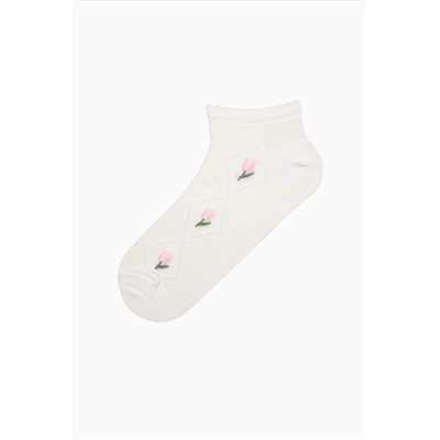 Penti Diamond Flower Pembe Beyaz 2li Patik Çorap