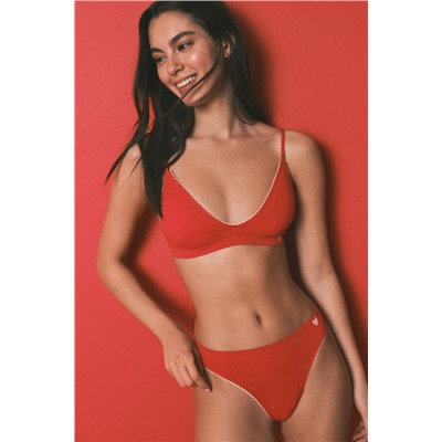 Sujetador triangular Seamless canalé rojo