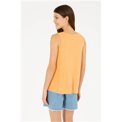 Kadın Turuncu Bisiklet Yaka Kolsuz Tişört