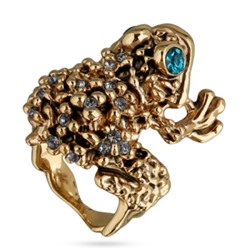 Кольцо Лягушка (кристаллы серые, зеленые; покрытие золото)
