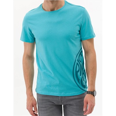 Mavi Slim Fit Baskılı Bisiklet Yaka Tişört