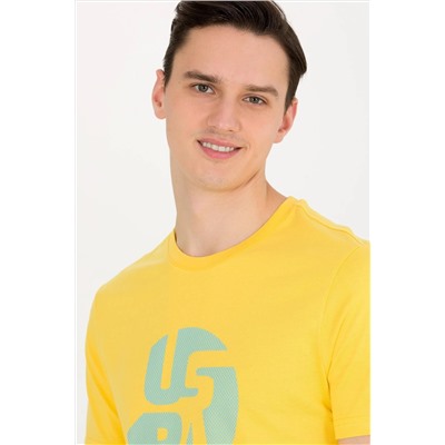 Erkek Koyu Sarı Bisiklet Yaka Tişört