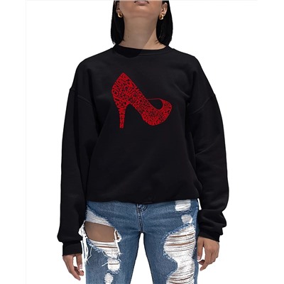 LA Pop Art Women's Word Art Crewneck High Heel Sweatshirt