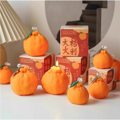 Аромо-свеча мандарин. В наборе 2 шт маленькая и большая