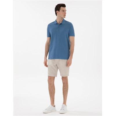Koyu Mavi Regular Fit %100 Pamuk Polo Yaka Basic Tişört