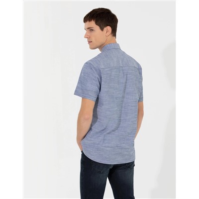 Lacivert Regular Fit Kısa Kollu Gömlek