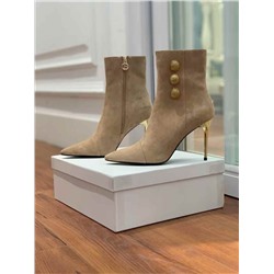 Ботильоны на шпильке с металлическими круглыми пряжками и острым носком  БАЛЬМА*Н