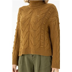 Kadın Açık Haki Balıkçı Yaka Kazak