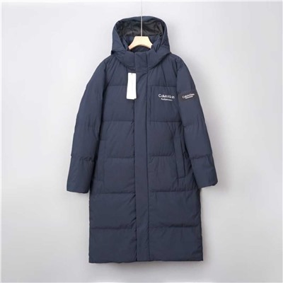 Мужской зимний пуховик средней длины с капюшоном из плотного и теплого белого утиного пуха СК