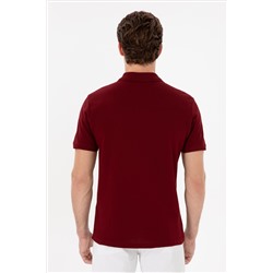 Erkek Slim Fit Polo Yaka Bordo Basic Tişört