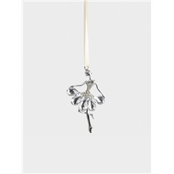 Игрушка елочная, 8 см, металл, серебристая, Балерина, Event