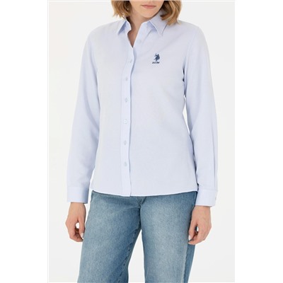 Kadın Açık Mavi Uzun Kollu Basic Gömlek