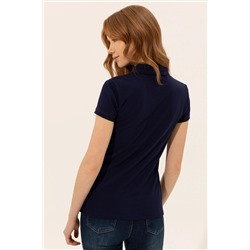 Kadın Lacivert Basic Polo Yaka Tişört