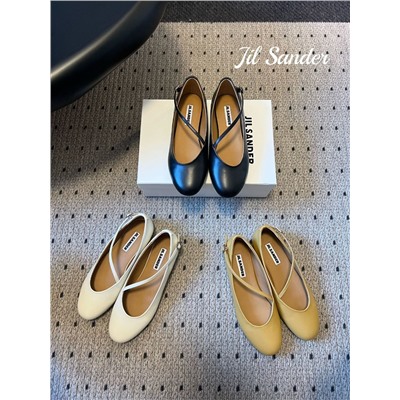 Балетки на плоской подошве с круглым носком и квадратной пряжкой  (3 цвета)  Джил санде*р