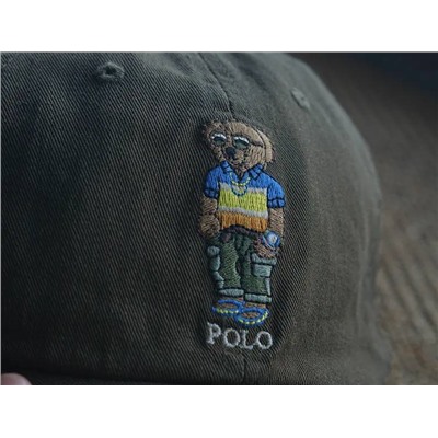 Бейсболка с кожаным ремешком и принтом в виде трендового мишки 💙 Pol*o Ralp*h Laure*n