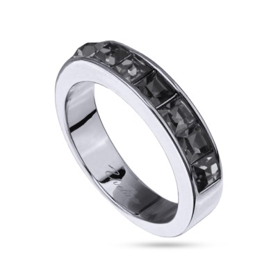 Кольцо Квадро (кристаллы SW темно-серые; покрытие родий), Есть комплект