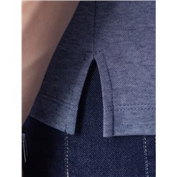 Футболка поло с воротником на пуговицах из полотна пике с меланжевым плетением с эластаном