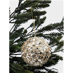 Игрушка елочная, 8 см, пластик, шампань, Шар с пайетками, New year