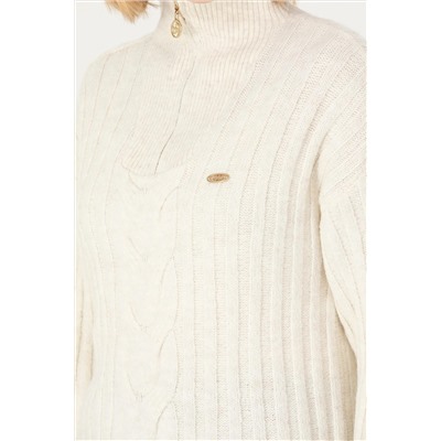 Kadın Krem V - Yaka Kazak