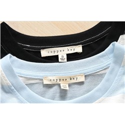 Футболка в полоску, смесь хлопка и полиэстера, с текстурой бамбука