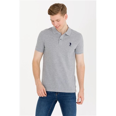 Erkek Gri Melanj Basic Polo Yaka Tişört