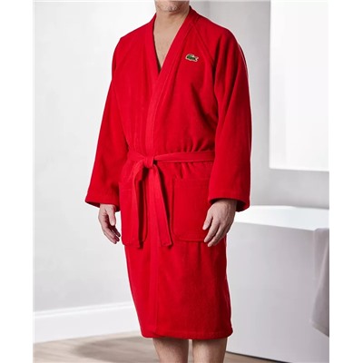 Lacoste Home Logo Patch 100% Cotton Pique Bath Robe
