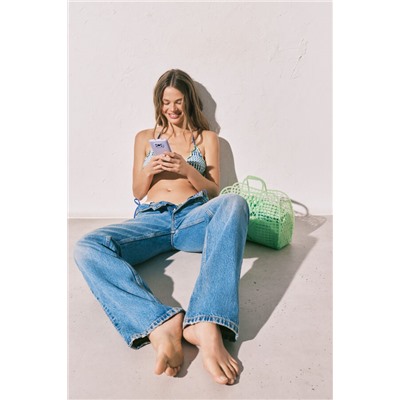 Top bikini triangular cortina estampado geométrico