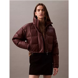 Classic Faux Leather Puffer Jacket