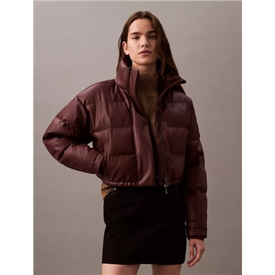 Classic Faux Leather Puffer Jacket