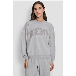 EXPLODED RHINESTONE VARISTY LOGO PULLOVER