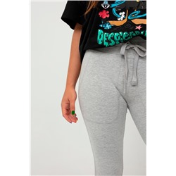 Treggings de tiro alto Gris claro jaspeado