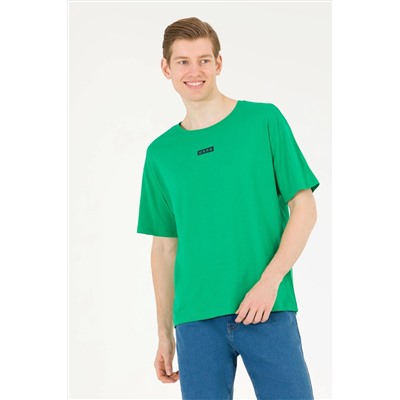 Erkek Elma Yeşili Comfort Bisiklet Yaka Tişört