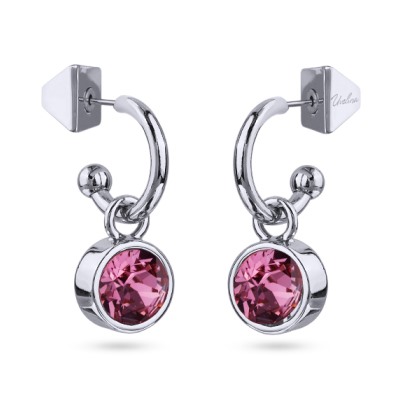 Серьги Теннис (кристаллы SW розовые 8мм; покрытие родий), Есть комплект