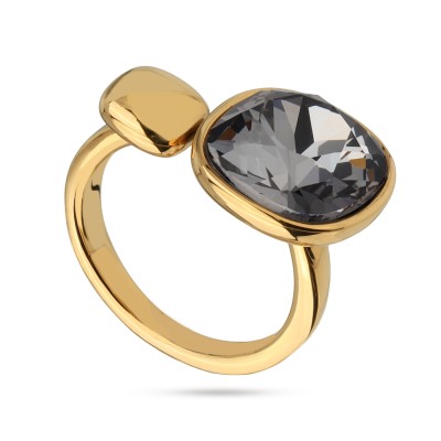 Кольцо Триумф (кристаллы SW темно-серые 12мм; покрытие золото), Есть комплект