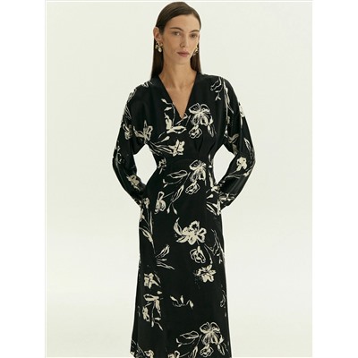 Платье приталенного кроя с цветочным принтом из 100% вискозы, PL1647/paluma