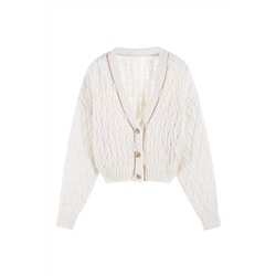 Cárdigan de lana, mohair y alpaca Blanco