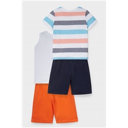 Set - Kurzarmshirt, Top und 2 Sweatshorts - Bio-Baumwolle