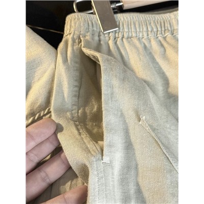 Женский льняной костюм рубашка и укороченные свободные брюки КО*С