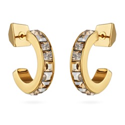 Серьги Квадро (кристаллы SW шампань; покрытие золото), Есть комплект