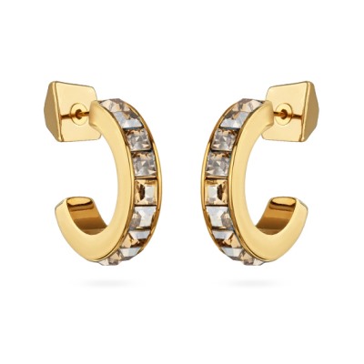 Серьги Квадро (кристаллы SW шампань; покрытие золото), Есть комплект