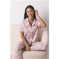 Pijama camisero largo 100% algodón flores